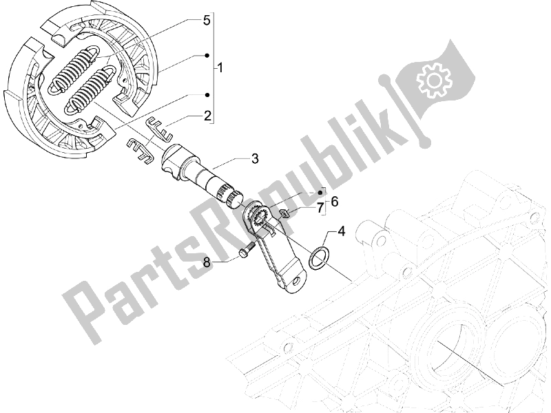 All parts for the Rear Brake - Brake Jaw of the Piaggio Liberty 50 4T PTT D 2007