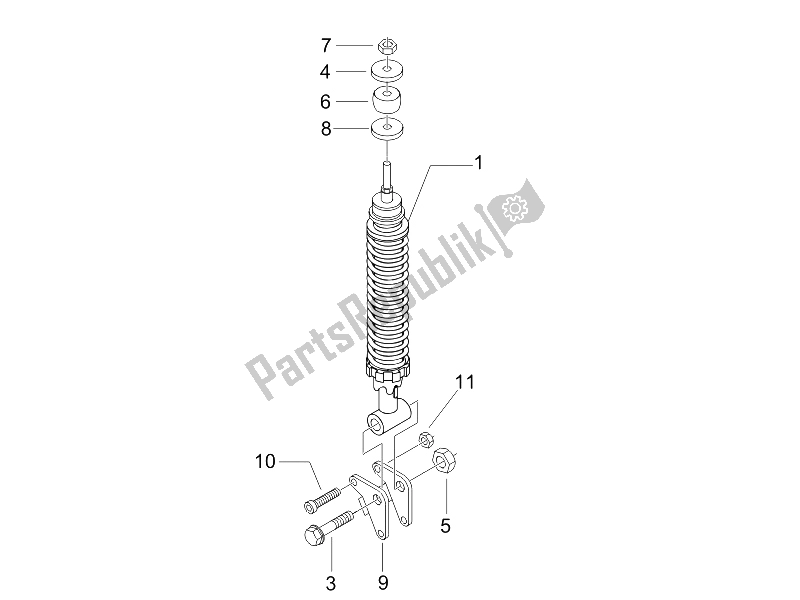 Toutes les pièces pour le Suspension Arrière - Amortisseur / S du Piaggio Liberty 125 4T Sport E3 2006