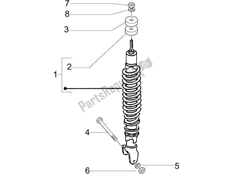 Toutes les pièces pour le Suspension Arrière - Amortisseur / S du Piaggio Liberty 50 4T Delivery TNT 2009