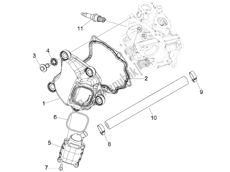 Tutte le parti per il Coperchio Della Testata del Piaggio Beverly 125 Tourer E3 2007