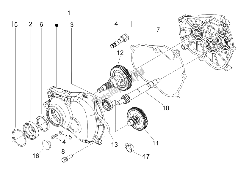 All parts for the Reduction Unit of the Piaggio Liberty 125 4T E3 2006