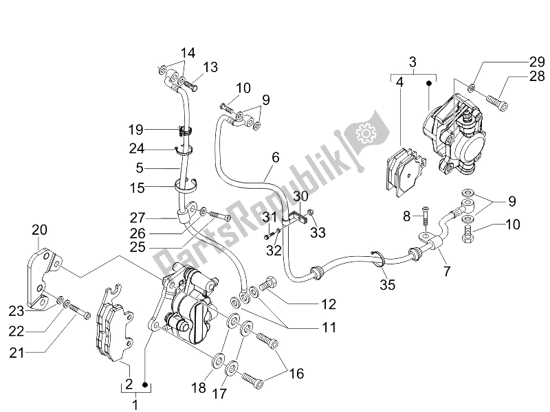 Tutte le parti per il Tubi Dei Freni - Pinze del Piaggio X7 125 IE Euro 3 2009