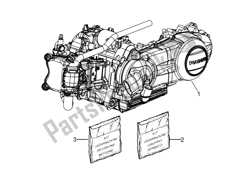 Toutes les pièces pour le Moteur, Assemblage du Piaggio Beverly 125 RST 4T 4V IE E3 2010