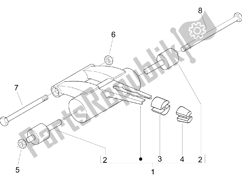 Alle onderdelen voor de Zwaaiende Arm van de Piaggio Typhoon 50 UK 2006