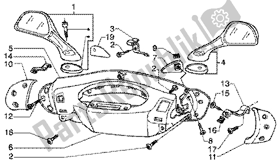 All parts for the Handlebars And Driving Mirror Cover of the Piaggio Super Hexagon GTX 125 2003