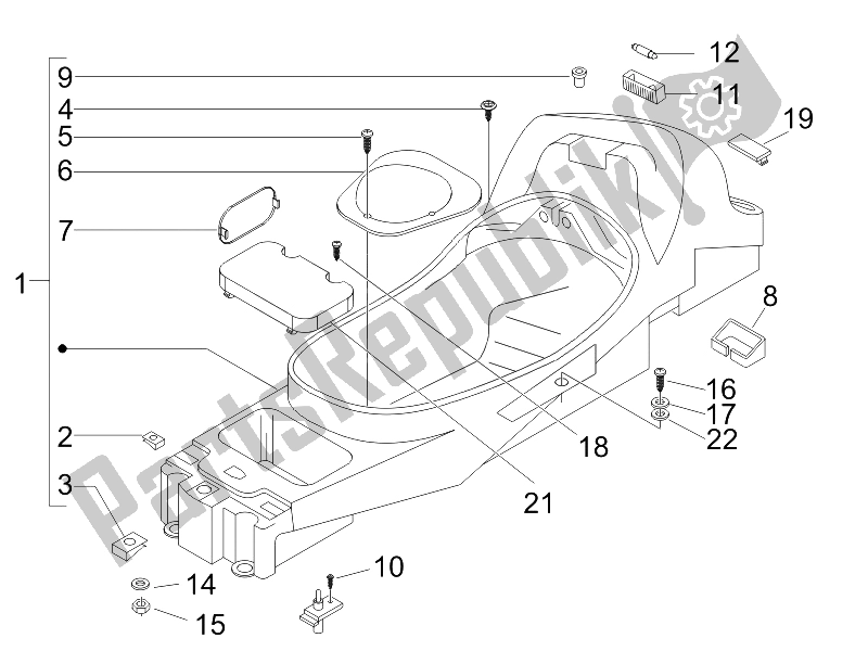 All parts for the Helmet Huosing - Undersaddle of the Piaggio X8 125 Potenziato UK 2005