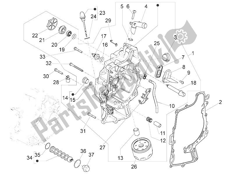 Tutte le parti per il Coperchio Magnete Volano - Filtro Olio del Piaggio MP3 500 LT Sport Business 2011