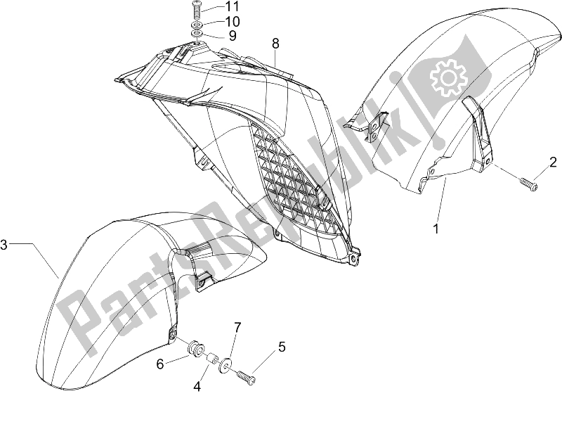 Alle onderdelen voor de Wielkast - Spatbord van de Piaggio X9 125 Evolution Potenziato UK 2006