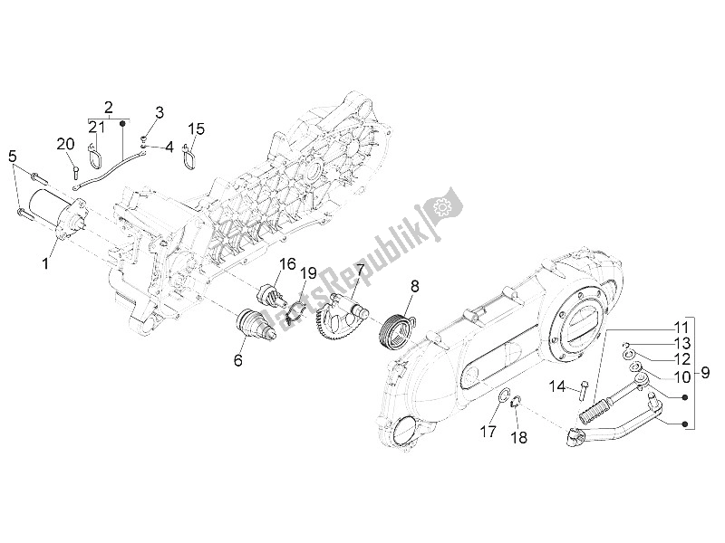 All parts for the Stater - Electric Starter of the Piaggio ZIP 100 4T Vietnam 2011