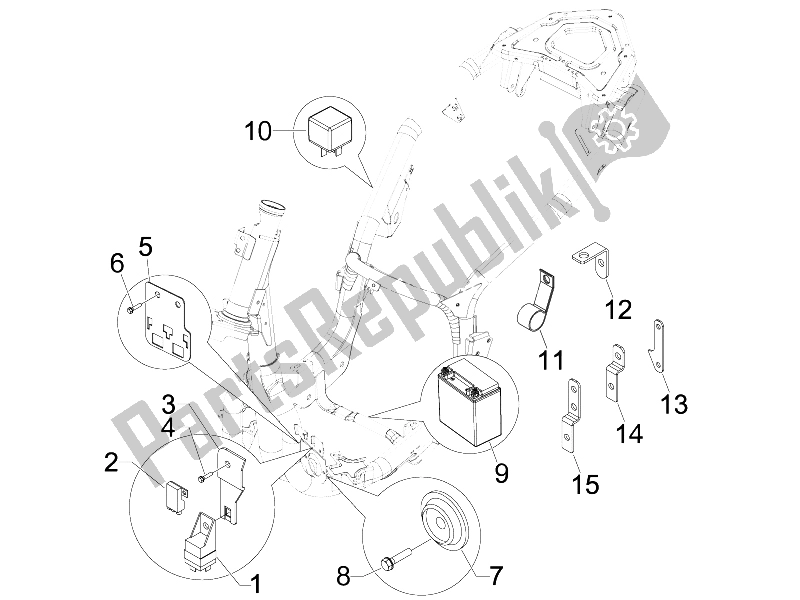 Toutes les pièces pour le Télécommandes - Batterie - Klaxon du Piaggio Carnaby 250 4T IE E3 2008