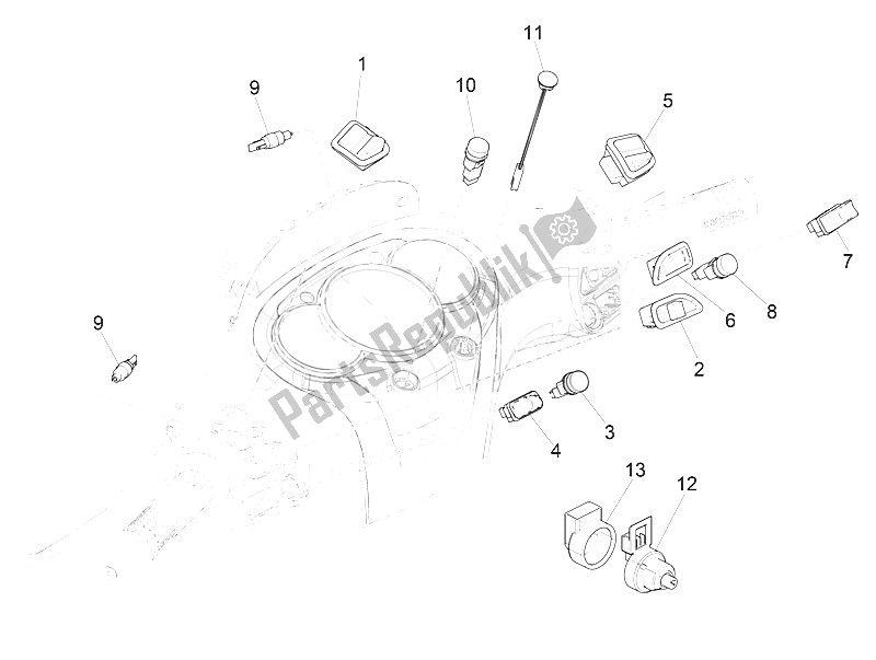 Toutes les pièces pour le Sélecteurs - Interrupteurs - Boutons du Piaggio Beverly 300 IE ABS E4 EU 2016