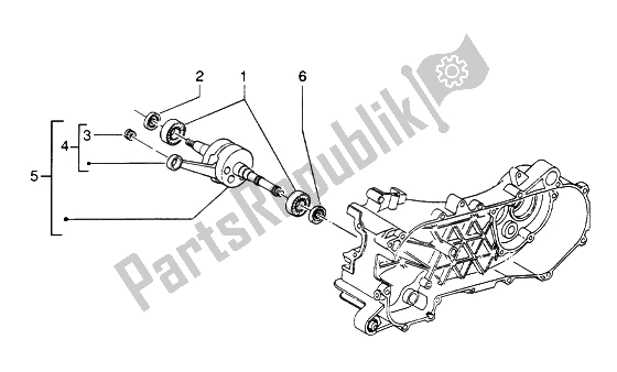All parts for the Crankshaft of the Piaggio ZIP SP H2O 50 1998