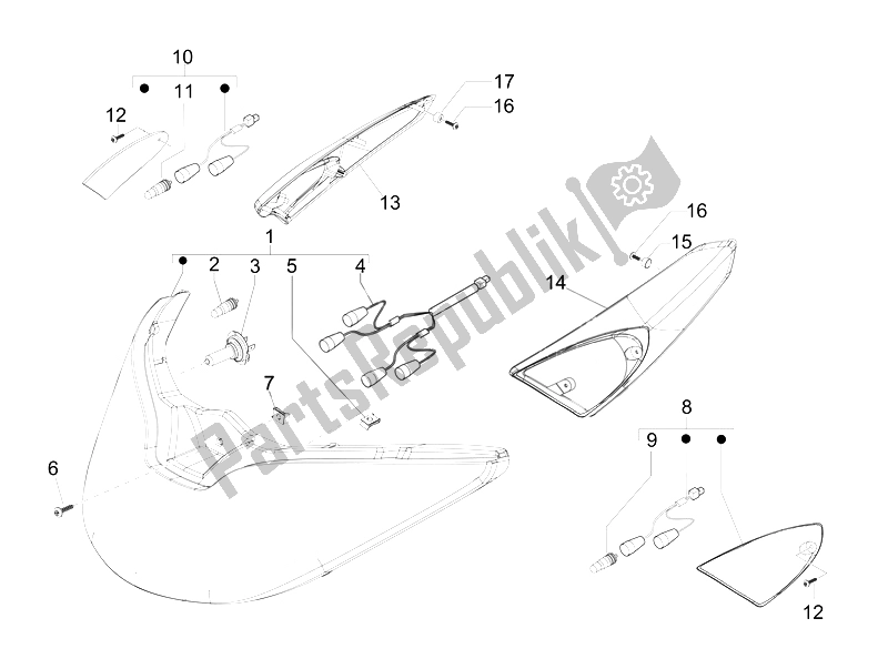 Todas las partes para Faros Delanteros - Luces Intermitentes de Piaggio X EVO 125 Euro 3 2007