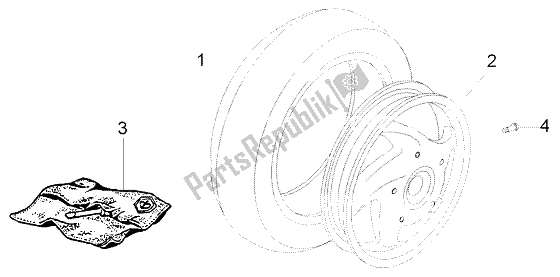 All parts for the Rear Wheel of the Piaggio FLY 150 4T 2004