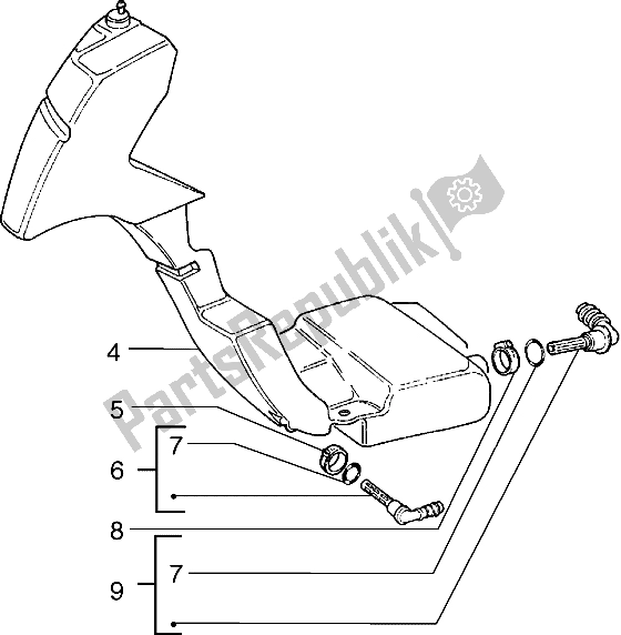 Tutte le parti per il Serbatoio Supplementare del Piaggio Typhoon 125 X 2000