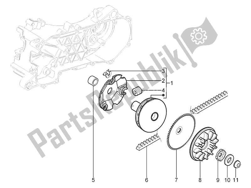 Todas las partes para Polea Motriz de Piaggio Typhoon 50 2T E3 CH 2011