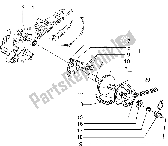 Toutes les pièces pour le Poulie Motrice du Piaggio Typhoon 50 M Y 2004