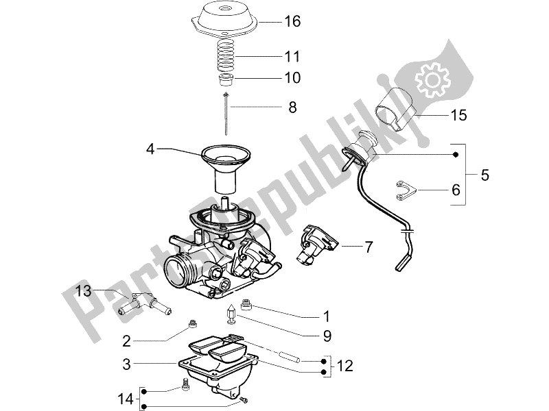 Toutes les pièces pour le Composants Du Carburateur du Piaggio X8 125 Potenziato 2005