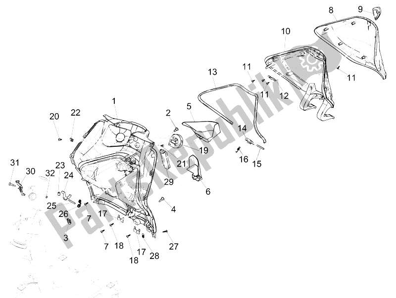 Wszystkie części do Przedni Schowek - Panel Ochraniaj? Cy Kolana Piaggio Liberty 150 Iget 4T 3V IE ABS 2015