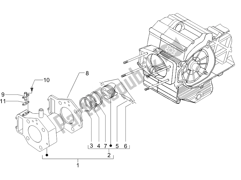 Toutes les pièces pour le Unité Cylindre-piston-axe De Poignet du Piaggio MP3 500 Sport USA 2010