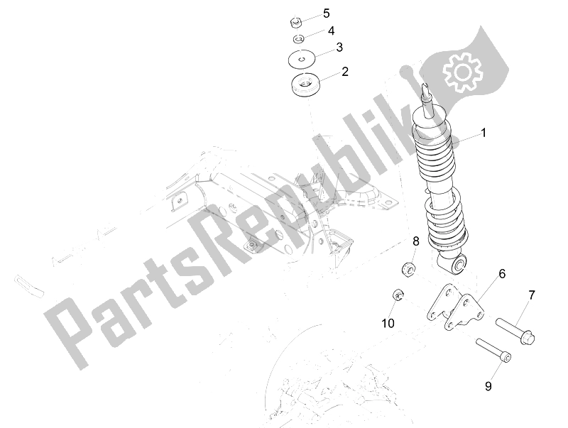 Todas las partes para Suspensión Trasera - Amortiguador / S de Piaggio Liberty 125 4T 3V IE E3 Vietnam 2014