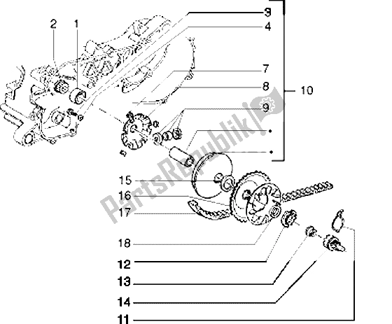 All parts for the Driving Pulley of the Piaggio Typhoon 125 XR 2000