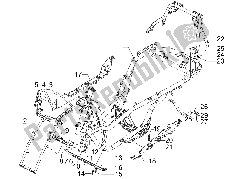 Toutes les pièces pour le Cadre / Carrosserie du Piaggio MP3 400 IE USA 2007