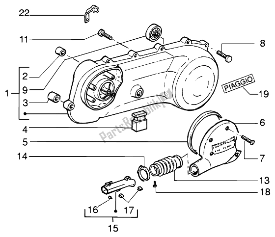 Toutes les pièces pour le Couvercle De Transmission du Piaggio NRG MC3 DD 50 2002