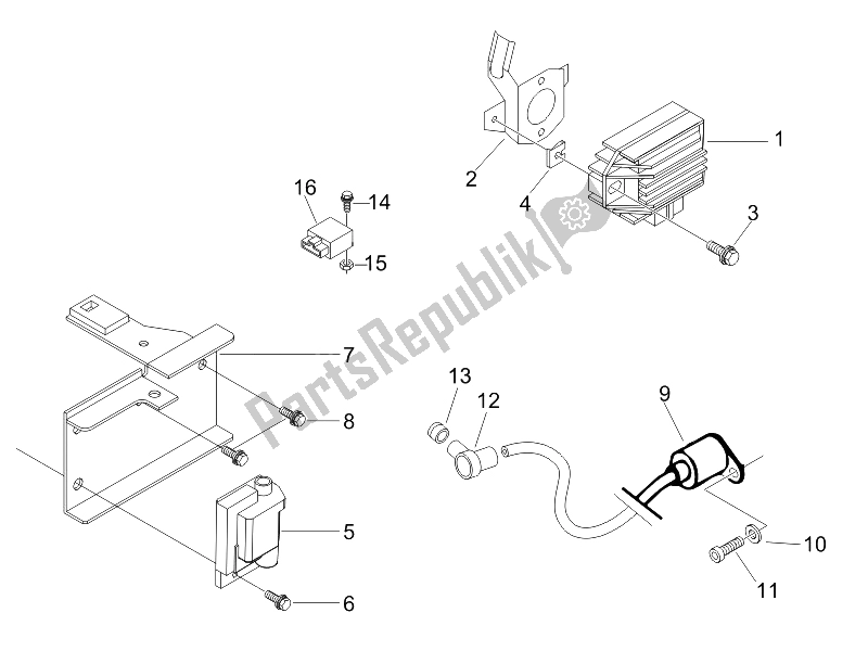 Tutte le parti per il Regolatori Di Tensione - Centraline Elettroniche (ecu) - H. T. Bobina del Piaggio Liberty 125 4T Sport E3 UK 2006