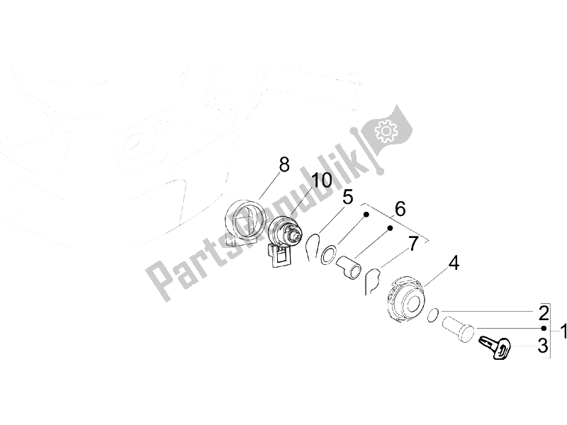 Tutte le parti per il Serrature del Piaggio ZIP 50 4T 25 KMH 2006