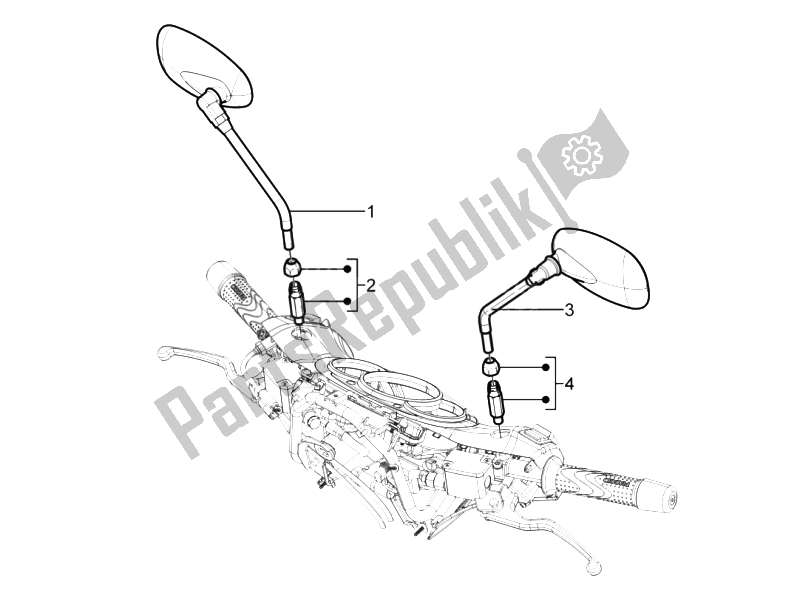 Todas las partes para Espejo / S De Conducción de Piaggio Beverly 300 RST S 4T 4V IE E3 2010