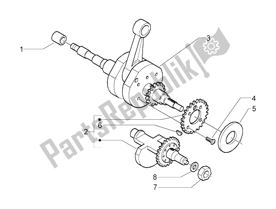 All parts for the Crankshaft of the Piaggio Beverly 500 2003