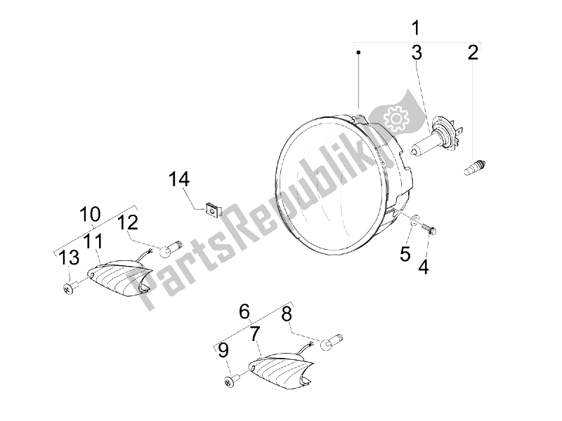 Toutes les pièces pour le Phares Avant - Clignotants du Piaggio Beverly 400 IE Tourer E3 2008