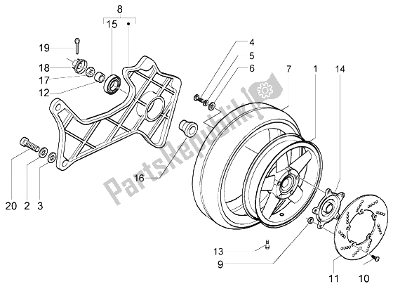 Toutes les pièces pour le Roue Arrière du Piaggio X9 200 Evolution 2004