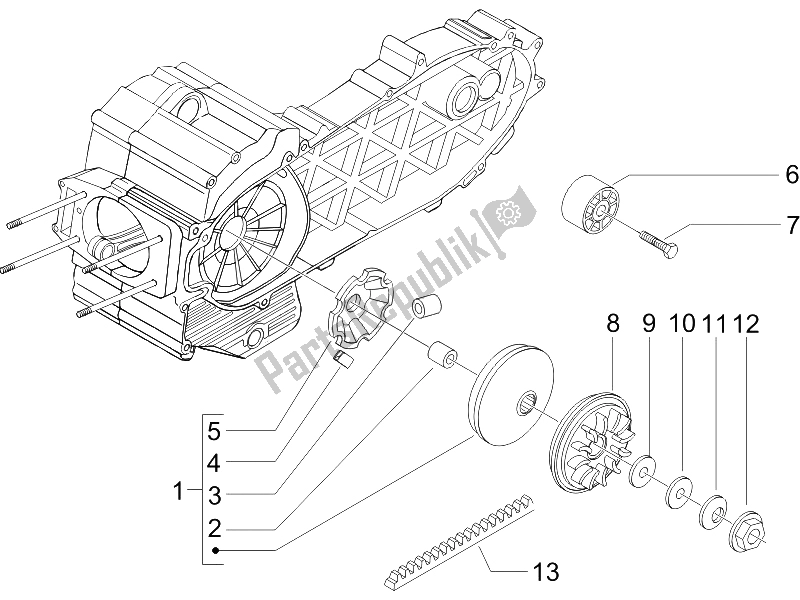 Todas las partes para Polea Motriz de Piaggio X9 500 Evolution ABS 2 2006
