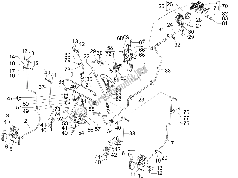 Todas las partes para Tubos De Frenos - Pinzas de Piaggio MP3 250 USA 2007