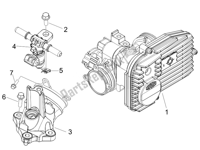 All parts for the Throttle Body - Injector - Union Pipe of the Piaggio MP3 400 IE 2007