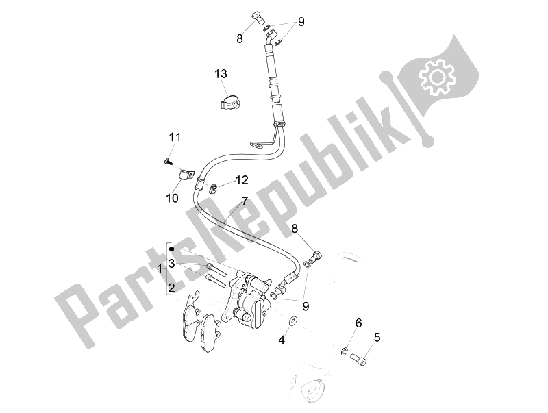 Todas las partes para Tubos De Frenos - Pinzas de Piaggio FLY 125 4T 3V IE Vietnam 2014