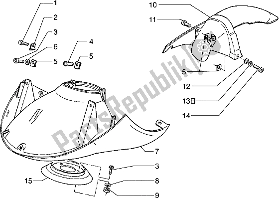 All parts for the Front Mudguard-rear Mudguard of the Piaggio Hexagon 125 1996