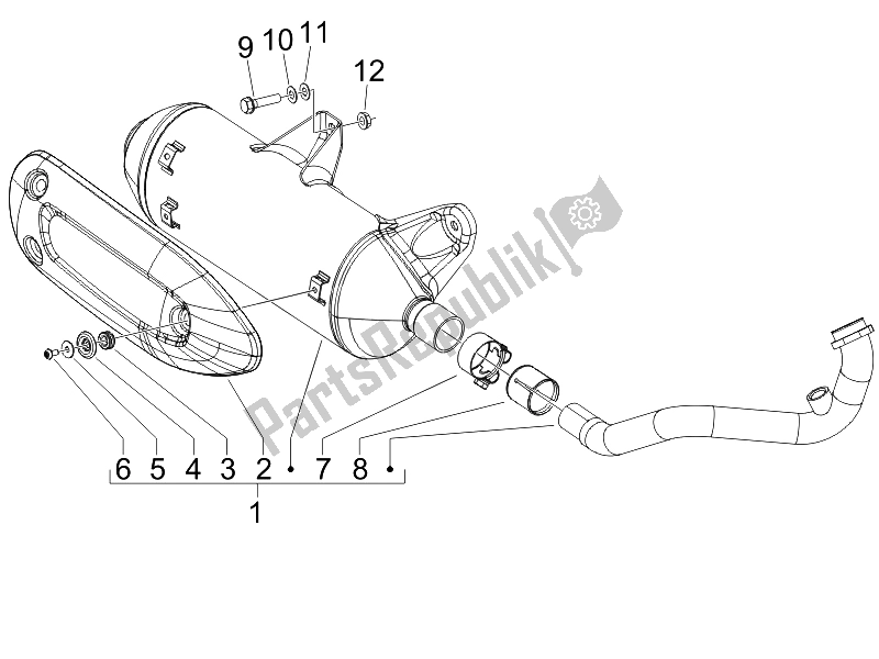 All parts for the Silencer of the Piaggio X9 125 Evolution Euro 3 2007