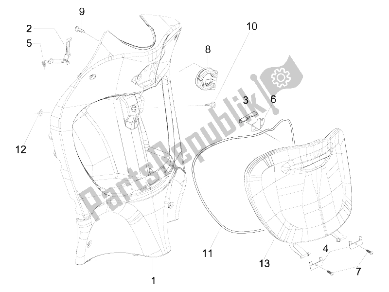 Tutte le parti per il Vano Portaoggetti Anteriore - Pannello Di Protezione Per Le Ginocchia del Piaggio Liberty 50 2T Sport 2007