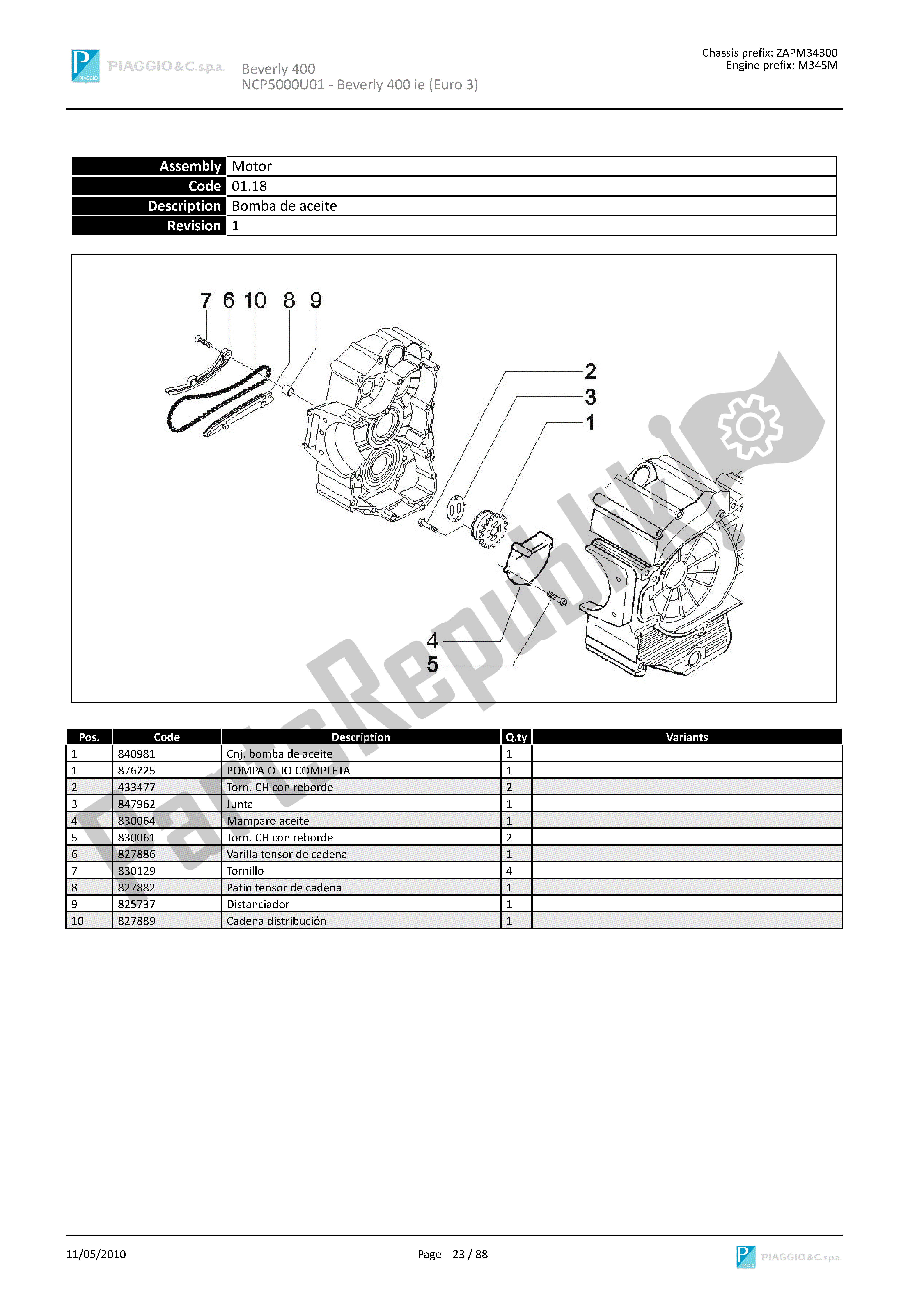 Toutes les pièces pour le La Pompe à Huile du Piaggio Beverly 400 2006 - 2007