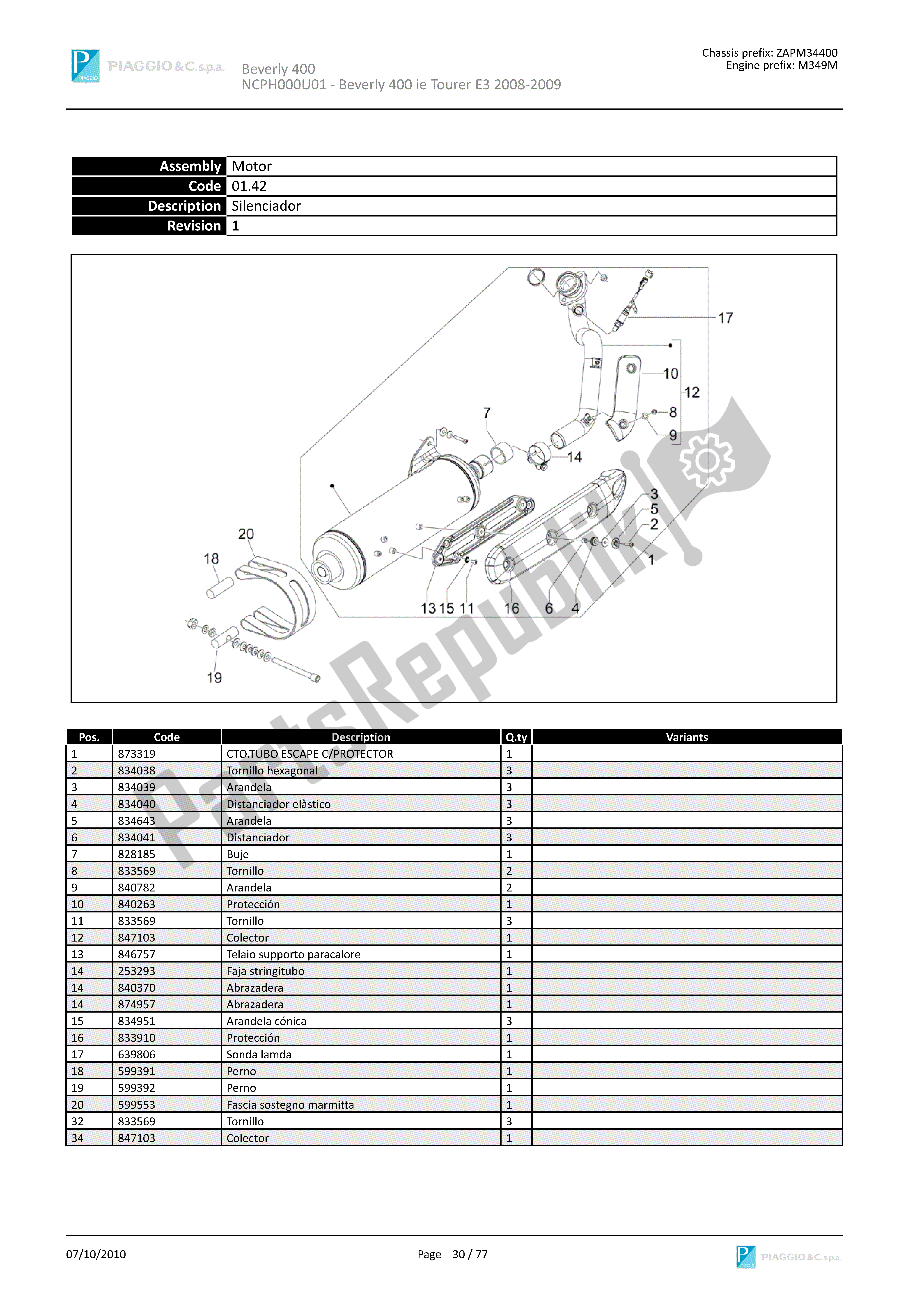 Wszystkie części do T? Umik Piaggio Beverly 400 2008 - 2010