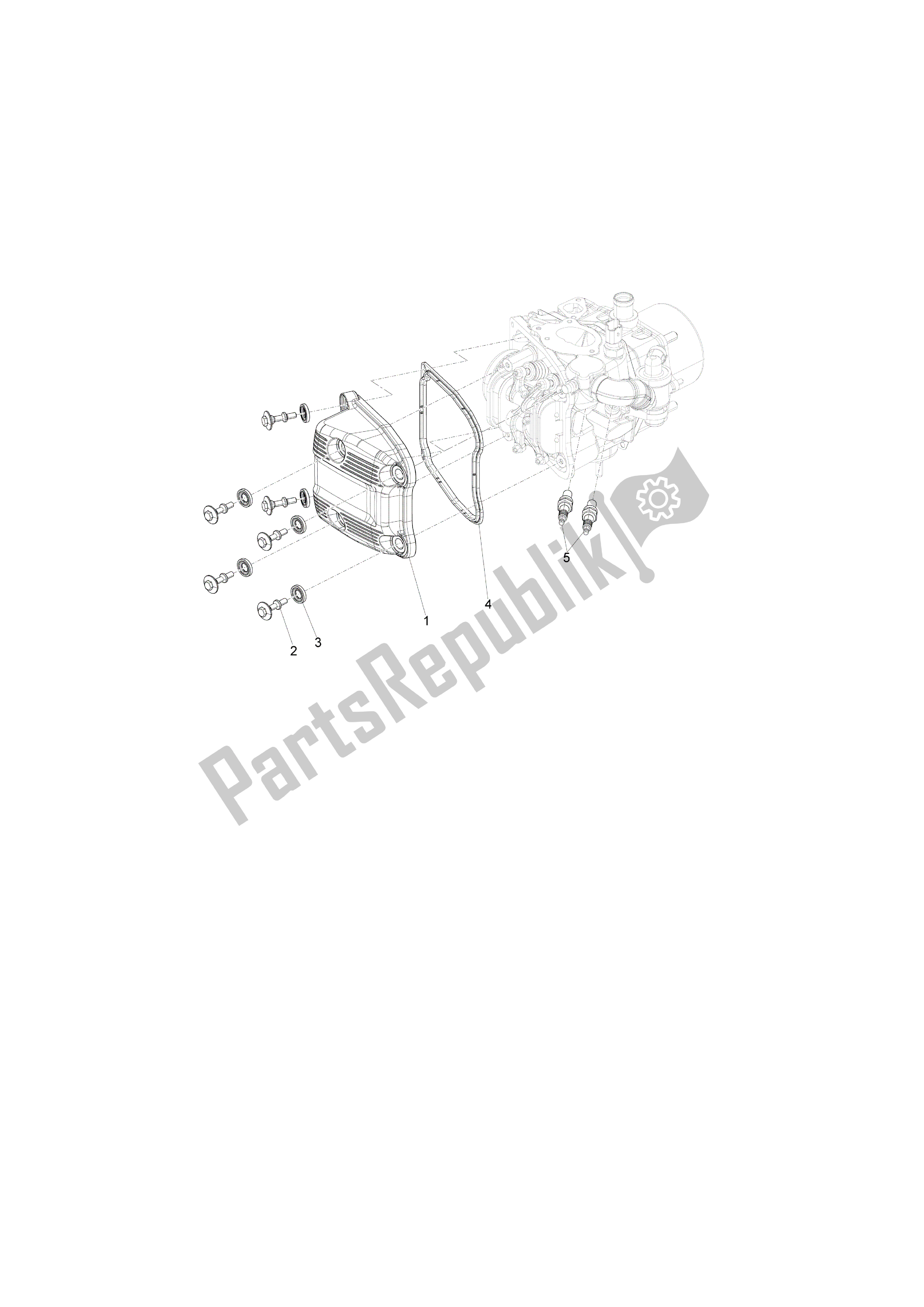 All parts for the Tapa Culata of the Piaggio X 10 500 2012