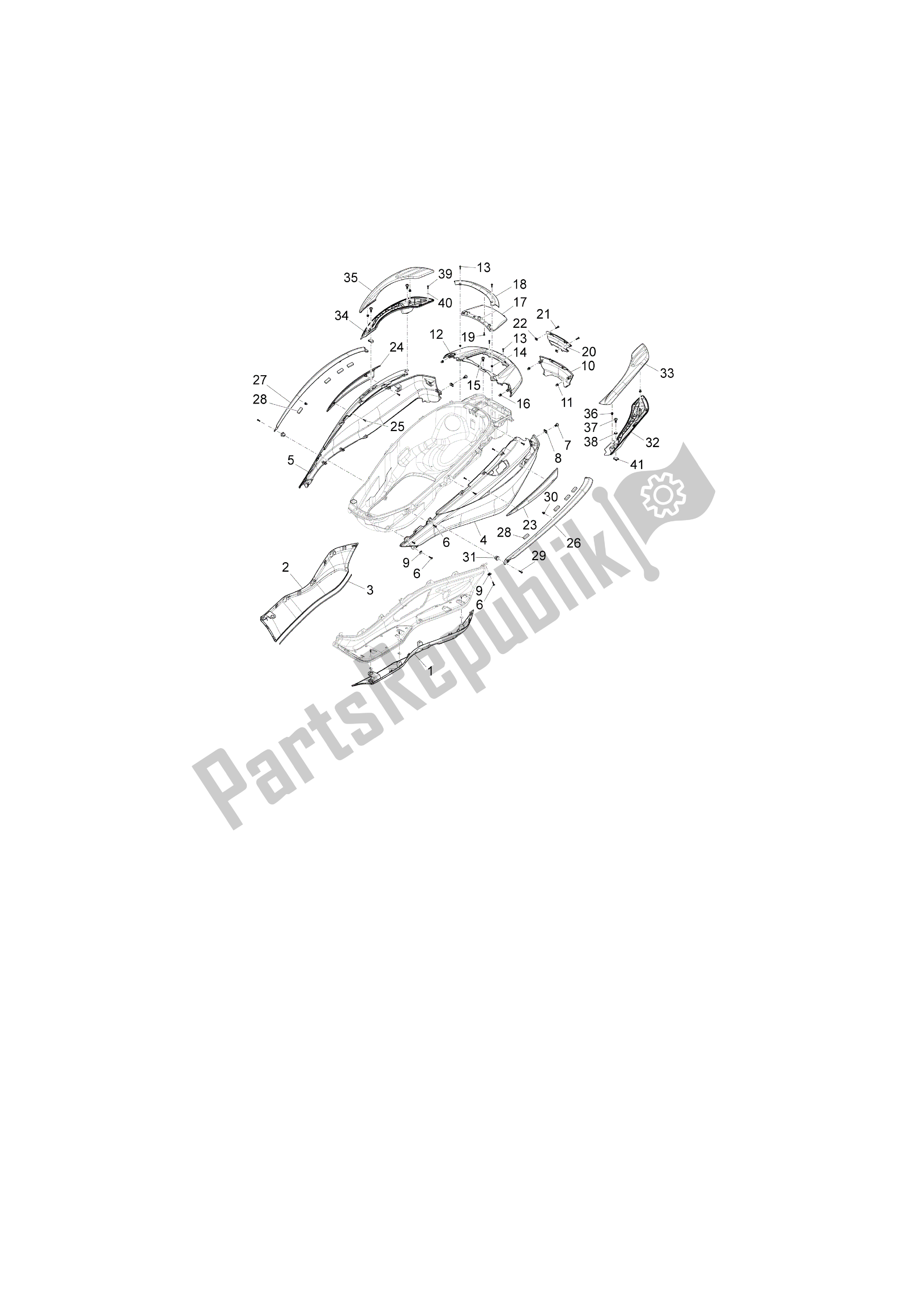 Todas as partes de Cubiertas Laterales - Spoiler do Piaggio X 10 500 2012