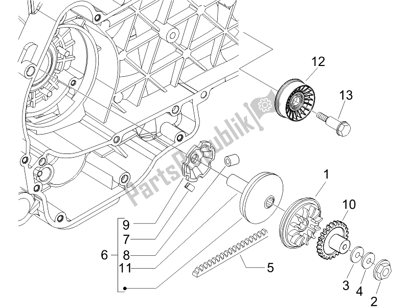 Todas las partes para Polea Motriz de Piaggio Carnaby 200 4T E3 2007