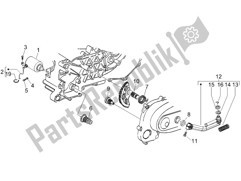 All parts for the Stater - Electric Starter of the Piaggio FLY 50 2T 2010