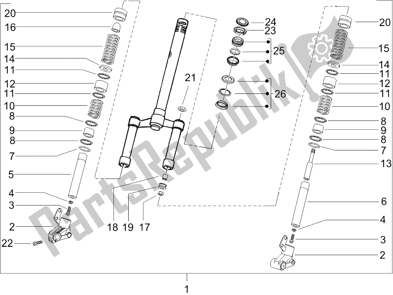 Tutte le parti per il Forcella / Sterzo - Unità Cuscinetto Sterzo (2) del Piaggio NRG Power DD 50 2005