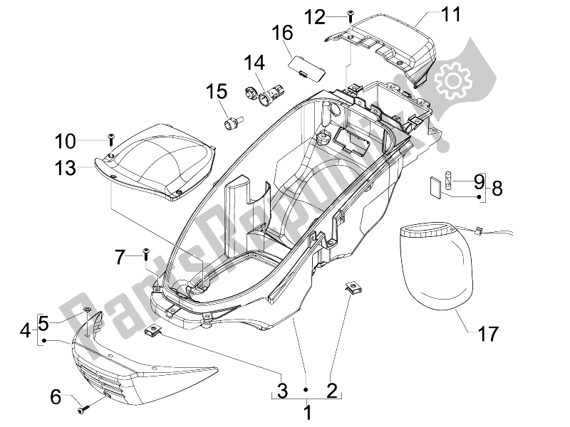 Tutte le parti per il Alloggiamento Casco - Sotto La Sella del Piaggio Beverly 125 Tourer E3 2007