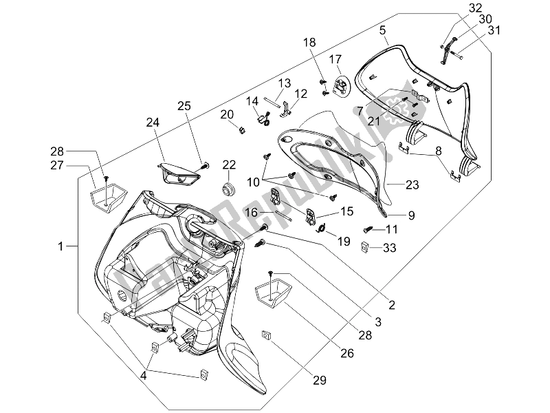 All parts for the Front Glove-box - Knee-guard Panel of the Piaggio Beverly 400 IE E3 2006